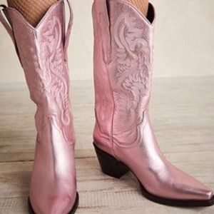 Jeffrey Campbell Dagget Cowboy Boots - Pink Metallic, Size 9.5